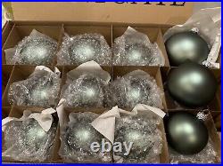 Frontgate Green Glass Ornaments Set of 12 NEW Christmas Holiday