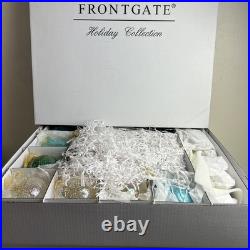 Frontgate Holiday Collection Box Set of 60 Glass Christmas Ornaments Blue White