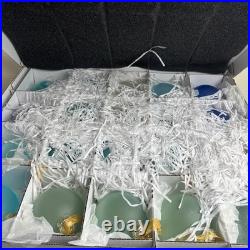Frontgate Holiday Collection Box Set of 60 Glass Christmas Ornaments Blue White