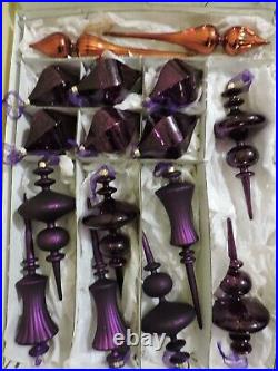 Frontgate Holiday Collection Christmas Ornaments Purple Copper X LARGE Box Set