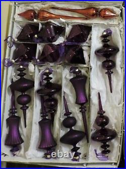 Frontgate Holiday Collection Christmas Ornaments Purple Copper X LARGE Box Set