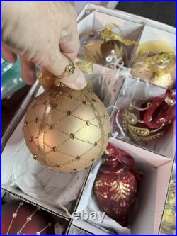 Frontgate Holiday Collection Glass Ornament 16 piece Set Luxury Christmas