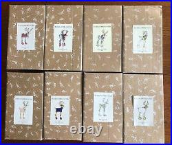 Full Set (8) Patience Brewster Mackenzie-Childs Reindeer Tree Ornaments 4 1/2ea