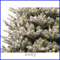 GE 7.5-ft Flocked Montana Fir Pre-lit Artificial Christmas Tree 1000 White LEDs