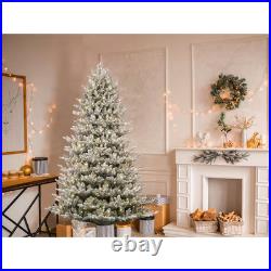 GE 7.5-ft Flocked Montana Fir Pre-lit Artificial Christmas Tree 1000 White LEDs