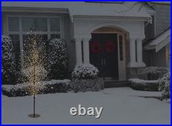 GE 7 FT Winterberry Pre-Lit Twinkling Christmas Tree Warm White LED Black Branch