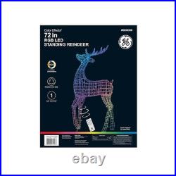 GE Color Effects 72 Inch 740 RGB LED Lights Standing Reindeer Decoration