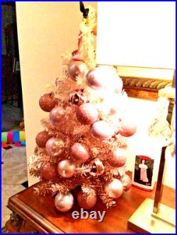 GORGEOUS BARBIE PINK CHRISTMAS TREE TABLE TOP WithORNAMENTS HALLMARK KEEPSAKE 28