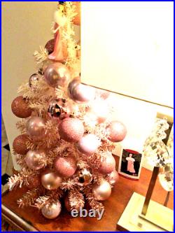 GORGEOUS BARBIE PINK CHRISTMAS TREE TABLE TOP WithORNAMENTS HALLMARK KEEPSAKE 28