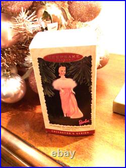 GORGEOUS BARBIE PINK CHRISTMAS TREE TABLE TOP WithORNAMENTS HALLMARK KEEPSAKE 28