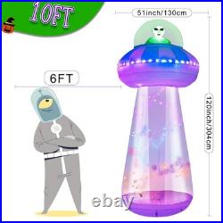 GUDELAK 10FT Halloween Inflatables Outdoor Decorations Enterable Giant UFO Ha