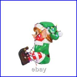 Garden Elements Fiberglass Figurine Yard Decor, Elf Boy & Christmas Lights, 24