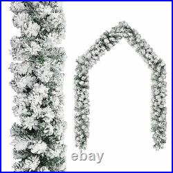 Gecheer Christmas Garland with LEDs&Flocked Snow Green 32.8' T9H7
