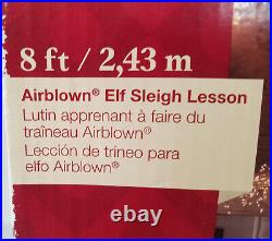 Gemmy #0670224 Airblown Elf Sleigh Lesson 8ft Inflatable Christmas decoration