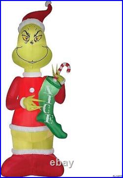 Gemmy 12Ft Airblown Grinch with Nice Stocking and Santa Cap Inflatable Outdoor H