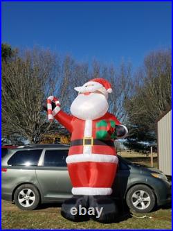 Gemmy 12ft Candy Cane Santa with Present Inflatable no box