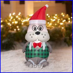 Gemmy 3.5' AirBlown Christmas Walrus Wearing Vest And Santa Hat Inflatable