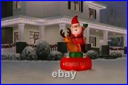 Gemmy 6.5' Animated Airblown Inflatable Santa & Reindeer Rodeo Scene