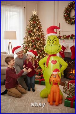 Gemmy 6 ft. LED Santa Grinch with Max Sitting Inflatable