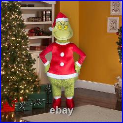 Gemmy 6 ft Life-Size Animated Fuzzy Grinch Singing & Dancing Decoration Red Gemmy 6 ft Life-Size Animated Fuzzy Grinch Singing & Dancing Decoration Red