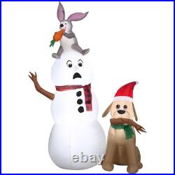 Gemmy 6ft Led Snowman With Bunny And Dog Christmas Inflatable 880750 White