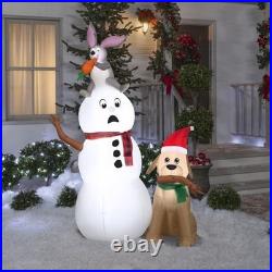 Gemmy 6ft Led Snowman With Bunny And Dog Christmas Inflatable 880750 White