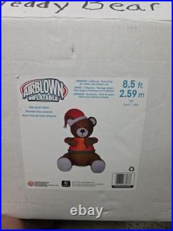 Gemmy 8-1/2' Animated Hugging Christmas Teddy Bear Lit Inflatable Airblown WORKS
