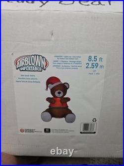 Gemmy 8-1/2' Animated Hugging Christmas Teddy Bear Lit Inflatable Airblown WORKS