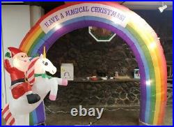 Gemmy 9.5ft Tall Have A Magical Christmas Santa with Unicorn Christmas Inflatable