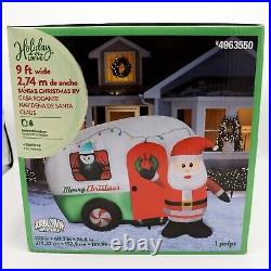 Gemmy 9' Wide Santa's Christmas RV Airblown Inflatable Camper Trailer Penguin