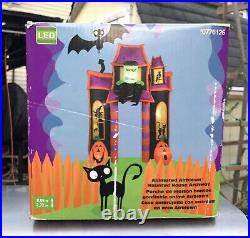 Gemmy 9ft Lighted Halloween Animated Haunted House Archway Airblown Inflatable