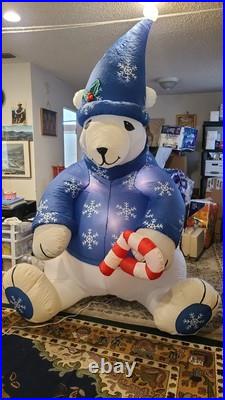 Gemmy Airblown Inflatable 8' Feet Tall Christmas Polar Bear Candy Cane RARE
