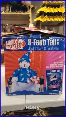 Gemmy Airblown Inflatable 8' Feet Tall Christmas Polar Bear Candy Cane RARE