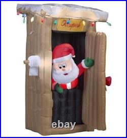 Gemmy Christmas Inflatable 6FT Tall Animated LED Lighted Outhouse Santa Outdoor