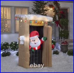 Gemmy Christmas Inflatable 6FT Tall Animated LED Lighted Outhouse Santa Outdoor