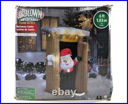 Gemmy Christmas Inflatable 6FT Tall Animated LED Lighted Outhouse Santa Outdoor