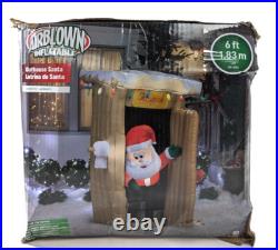 Gemmy Christmas Inflatable 6FT Tall Animated LED Lighted Outhouse Santa Outdoor