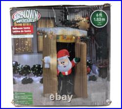 Gemmy Christmas Inflatable 6FT Tall Animated LED Lighted Outhouse Santa Outdoor