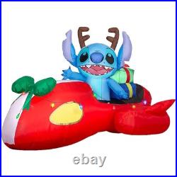 Gemmy Disney 4 ft Stich In Red Race Car with LED Lights Airblown Inflatable