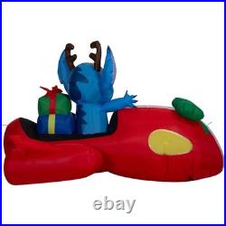 Gemmy Disney 4 ft Stich In Red Race Car with LED Lights Airblown Inflatable