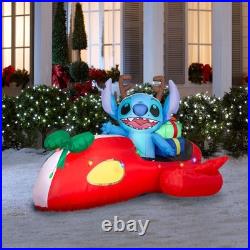 Gemmy Disney 4 ft Stich In Red Race Car with LED Lights Airblown Inflatable