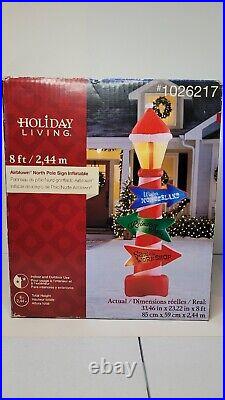 Gemmy Holiday Living Christmas 8 ft North Pole Sign Airblown Inflatable