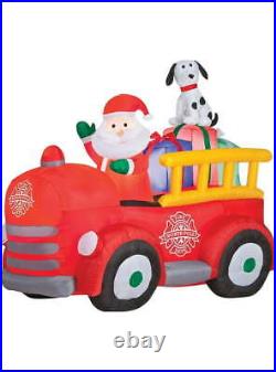 Gemmy Inflatable Santa Driving Fire Truck LED Lighted Yard Decoration 61 in Gemmy Inflatable Santa Driving Fire Truck LED Lighted Yard Decoration 61 in