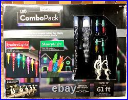 Gemmy Lightshow 3 LED Synchro Lights Icicle + 2 LED Starry Night Lights 61 ft Gemmy Lightshow 3 LED Synchro Lights Icicle + 2 LED Starry Night Lights 61 ft