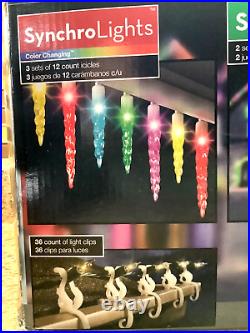 Gemmy Lightshow 3 LED Synchro Lights Icicle + 2 LED Starry Night Lights 61 ft Gemmy Lightshow 3 LED Synchro Lights Icicle + 2 LED Starry Night Lights 61 ft