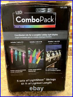 Gemmy Lightshow 3 LED Synchro Lights Icicle + 2 LED Starry Night Lights 61 ft Gemmy Lightshow 3 LED Synchro Lights Icicle + 2 LED Starry Night Lights 61 ft