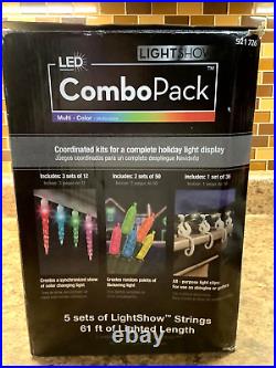 Gemmy Lightshow 3 LED Synchro Lights Icicle + 2 LED Starry Night Lights 61 ft Gemmy Lightshow 3 LED Synchro Lights Icicle + 2 LED Starry Night Lights 61 ft