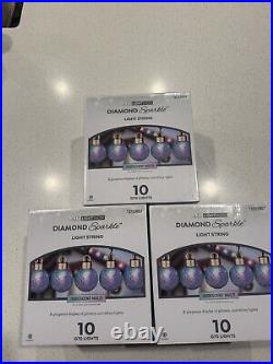 Gemmy Lightshow Diamond Sparkle 10 Ct G70 LED Sparkling Multicolor Lights Qty 3