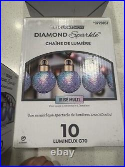 Gemmy Lightshow Diamond Sparkle 10 Ct G70 LED Sparkling Multicolor Lights Qty 3