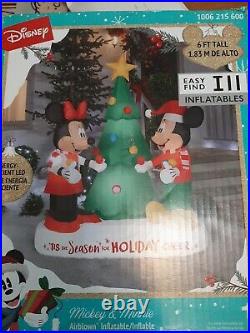 Gemmy Mickey and Minnie Tis The Season For Holiday Cheer 6' Inflatable New